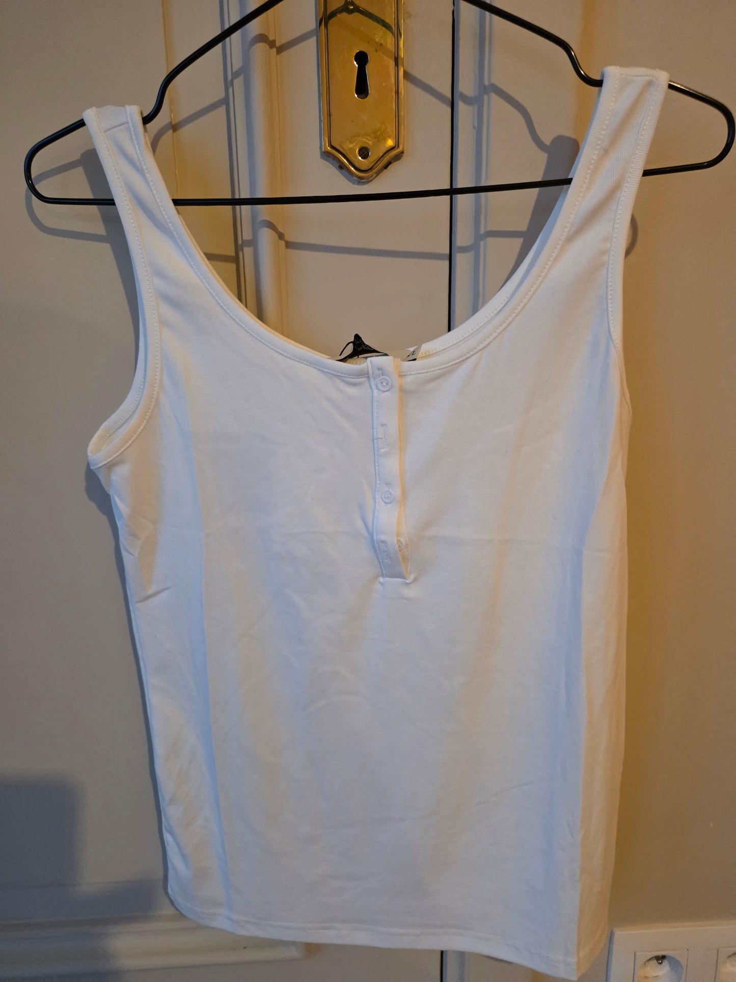 White Button Detail Tank Top