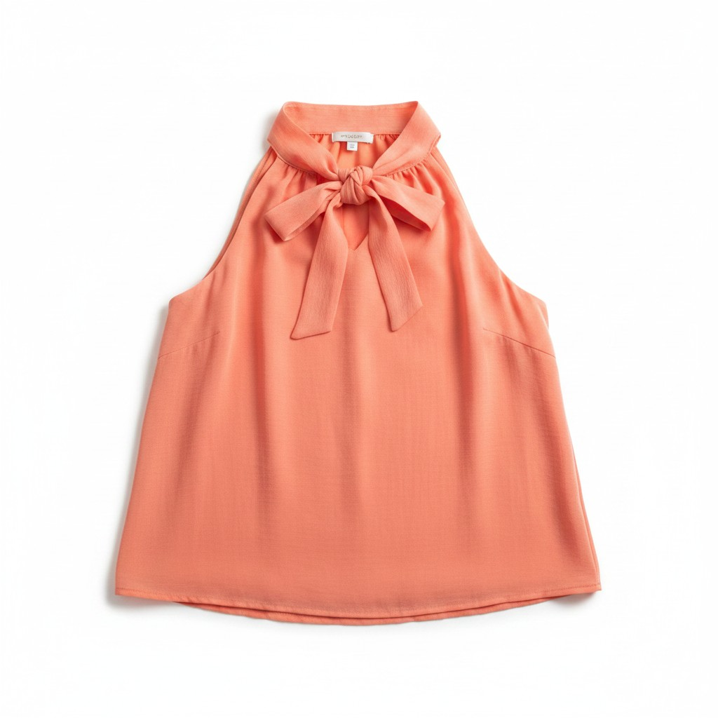 Coral Bow Detail Halter Top