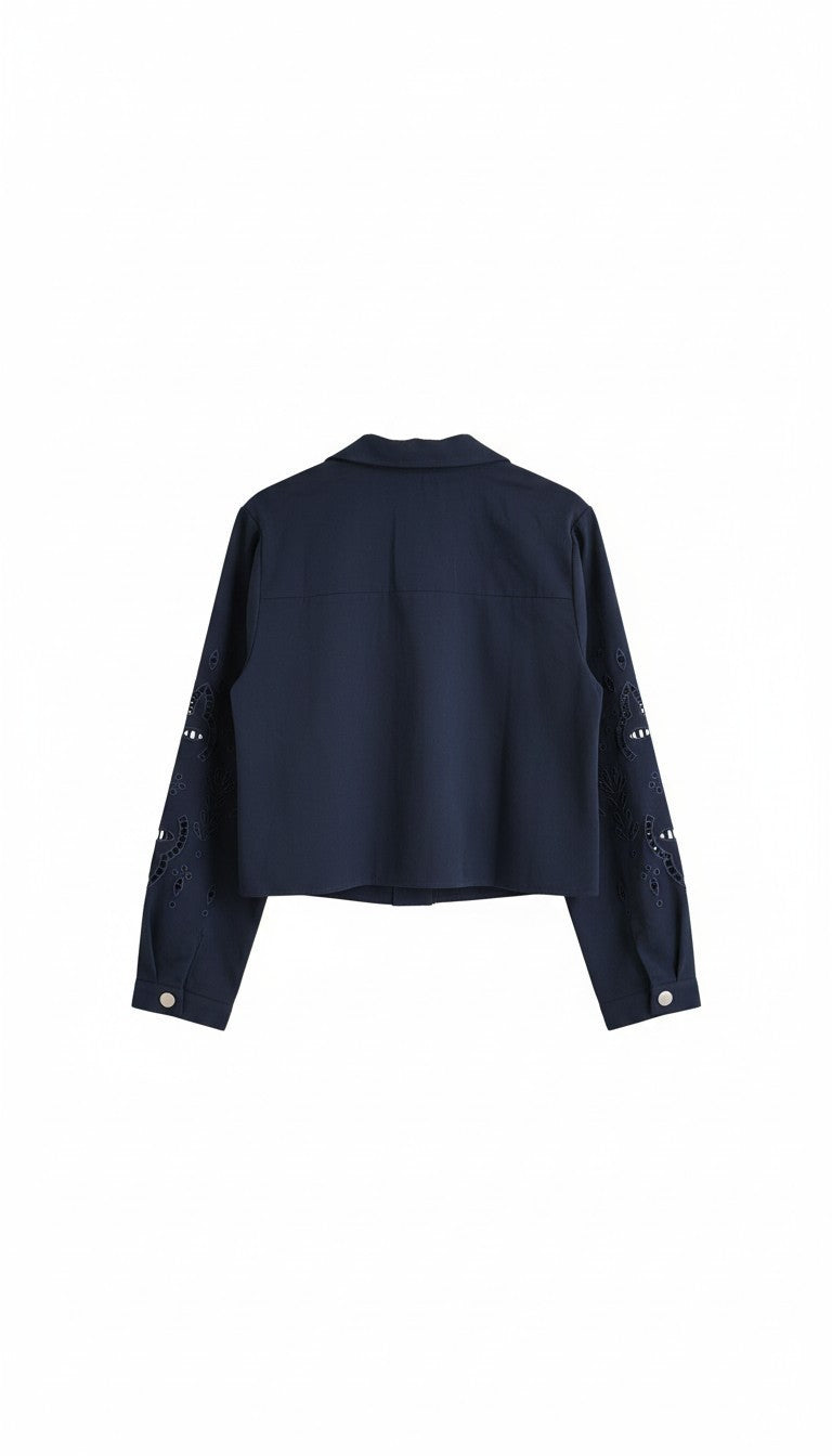 The Broderie Blouse – Navy