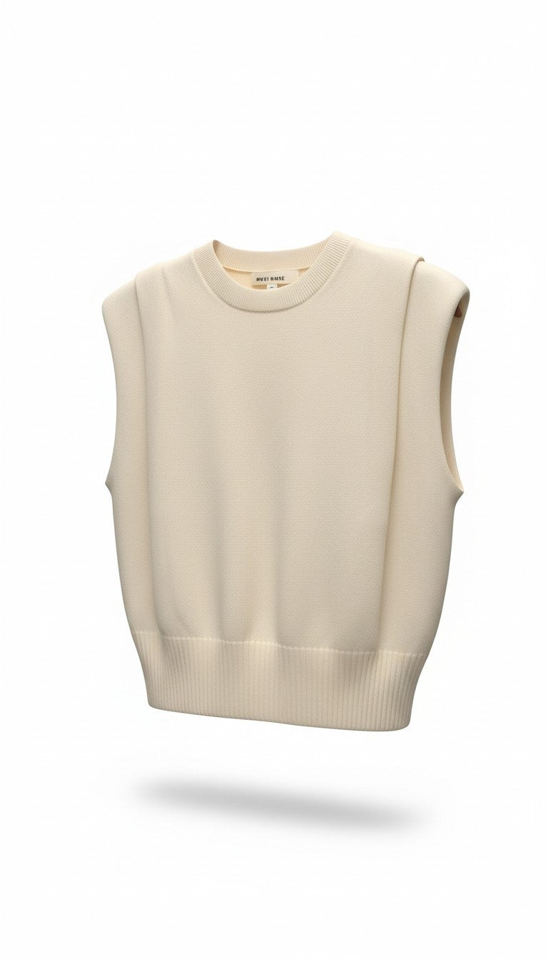 Padded Shoulder Knit Top