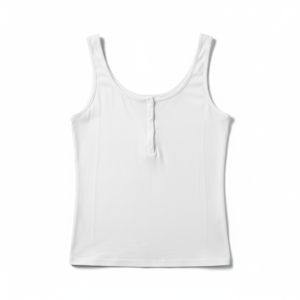 White Button Detail Tank Top