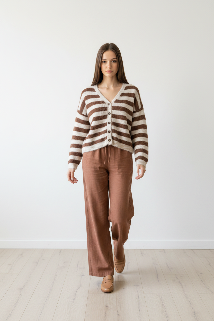 Mocha Satin Linen Flow Pants