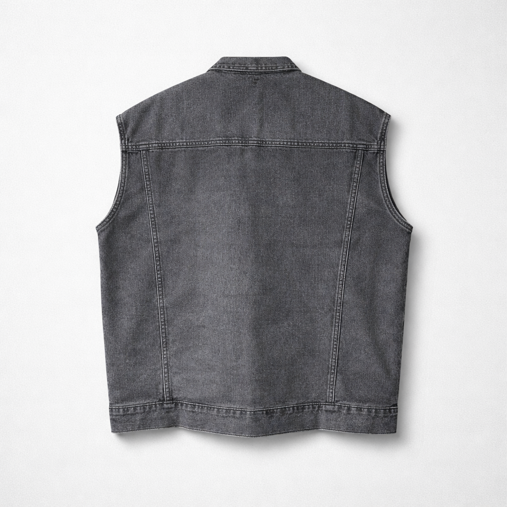 Oversized Washed Grey Denim Gilet