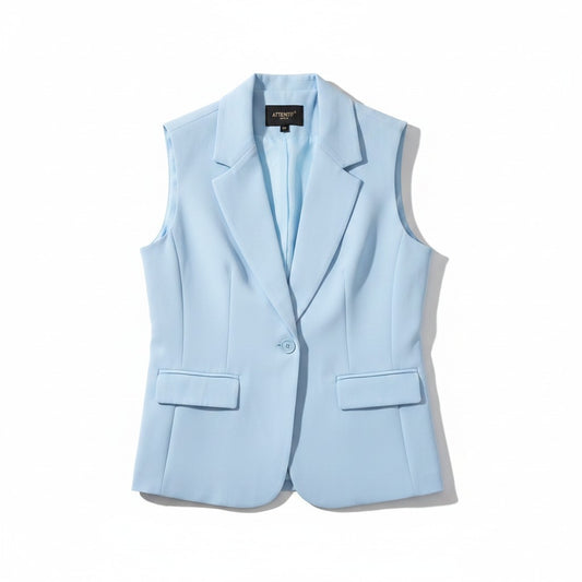 Sky Blue Sleeveless Blazer