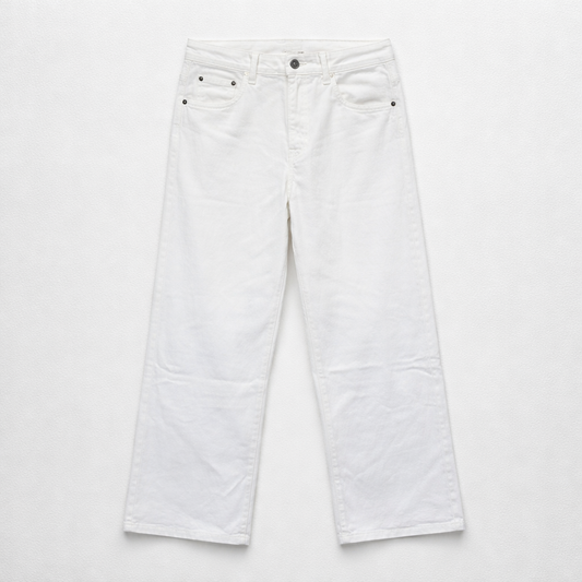 🤍 Pure White Straight Ankle Jeans