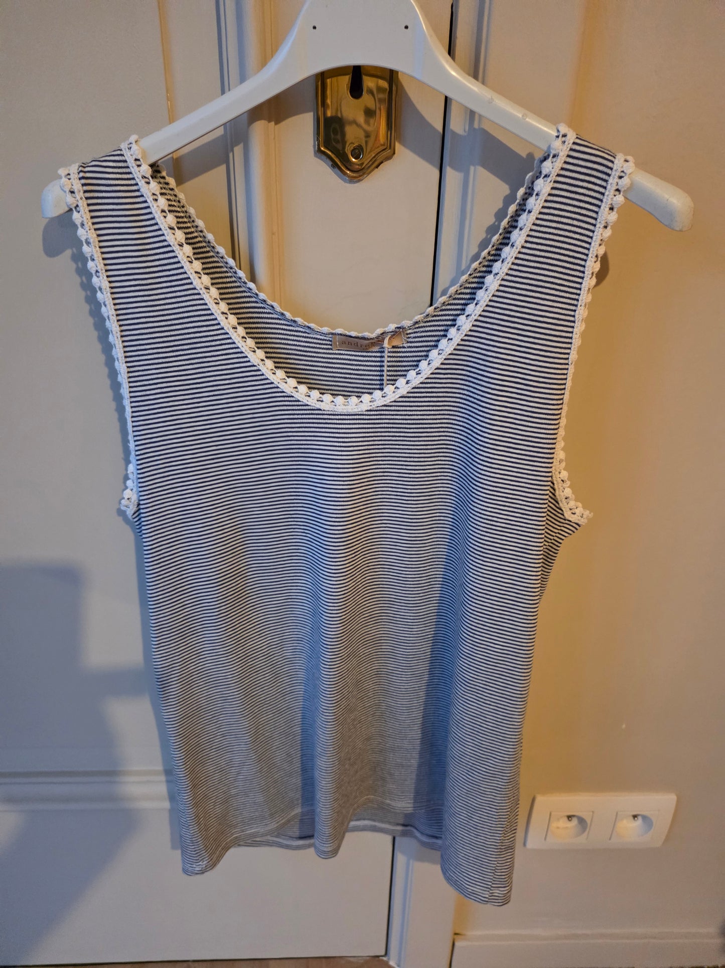 Striped Tank Top with Decorative Trim