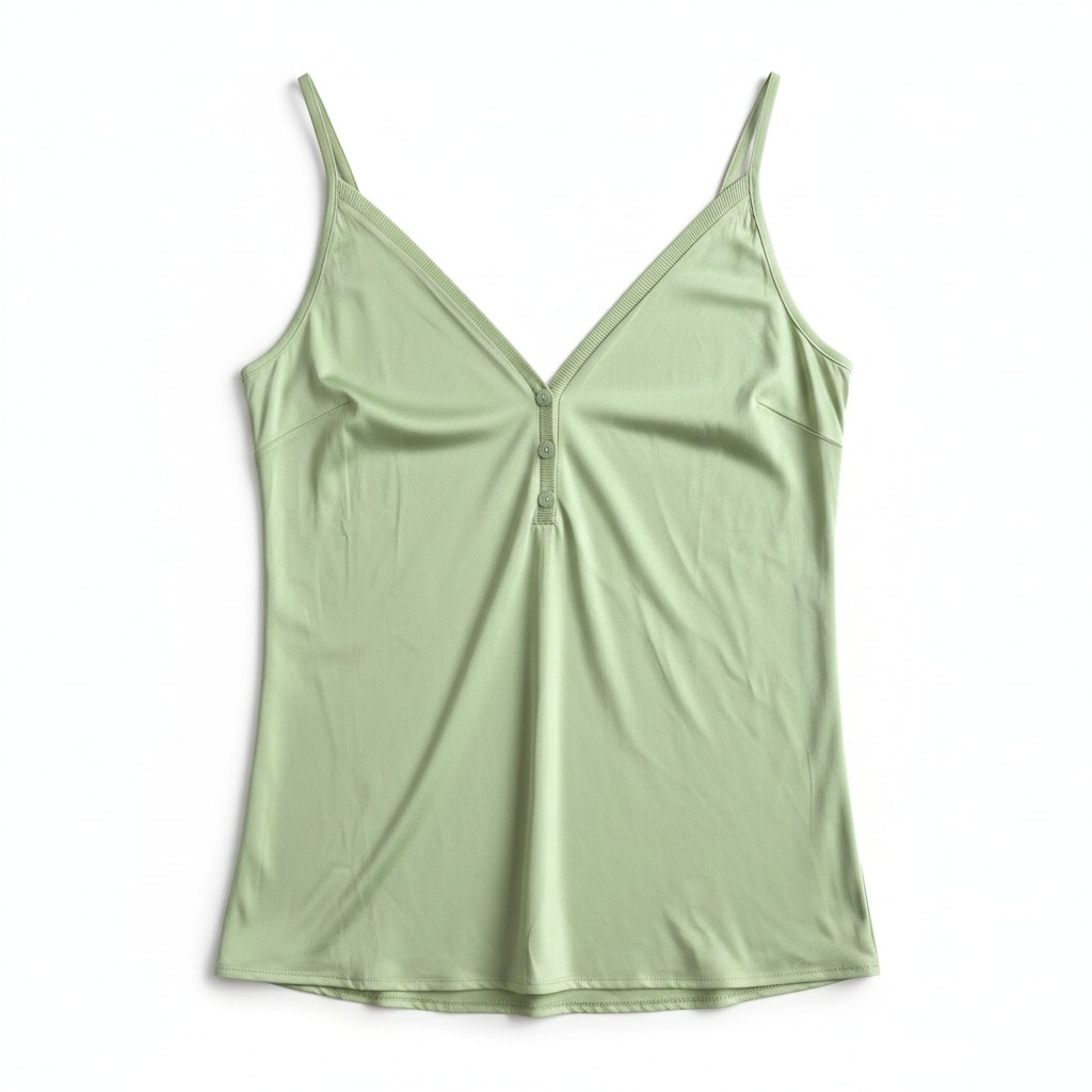 Satin-Look Button Cami – Cream