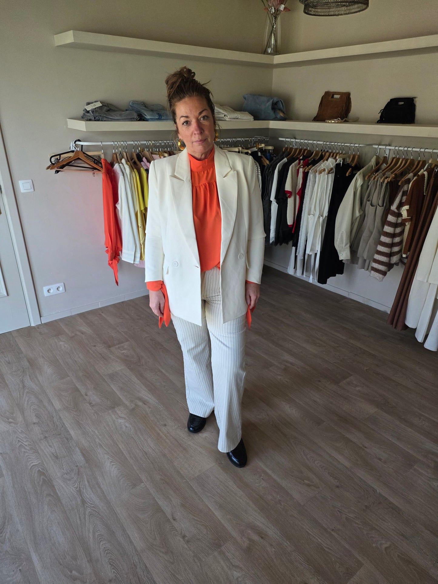 Elegant Pinstripe Flared Trousers