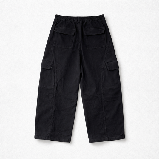 🖤🤎 Balloon Baggy Cargo Broek – Midnight Black/ Brown