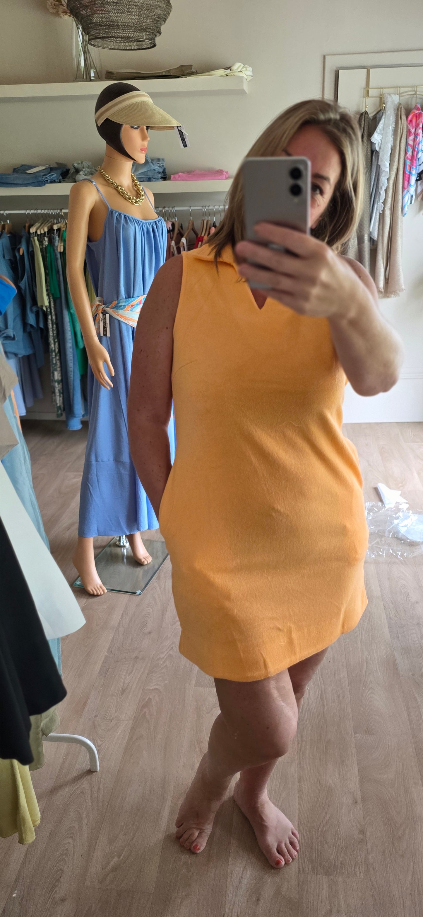 Terry Cloth Sleeveless Dress – Orange