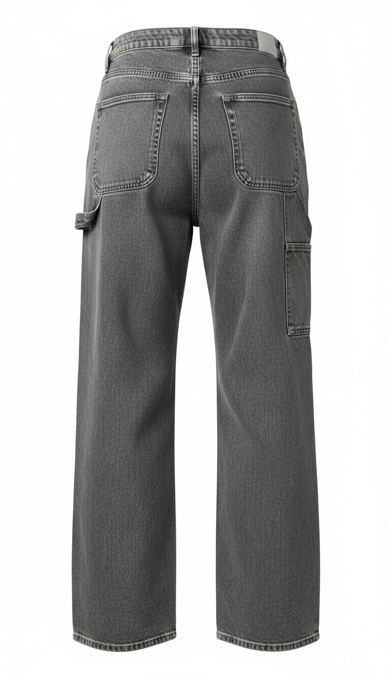 Mila Utility Wide Leg Jeans – Grey