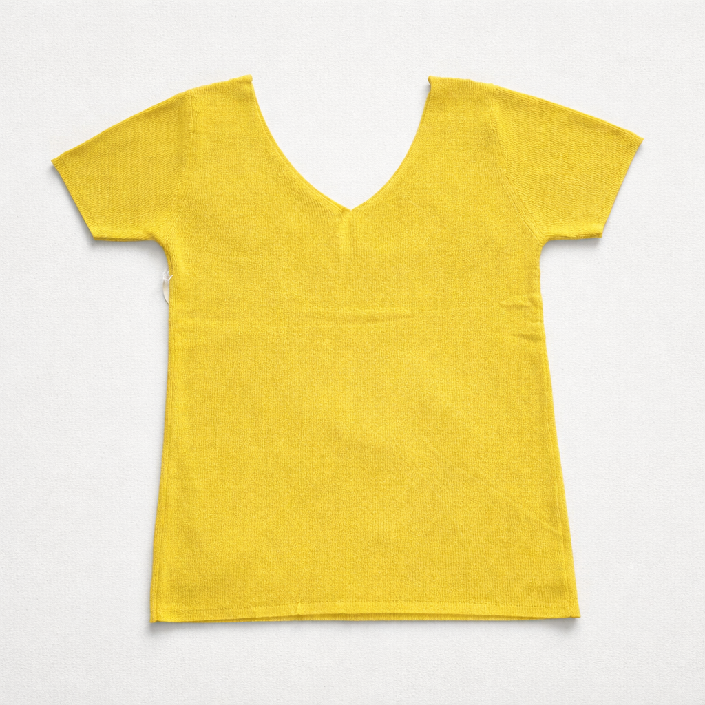 Ribbed V-Neck Top – Short Sleeve