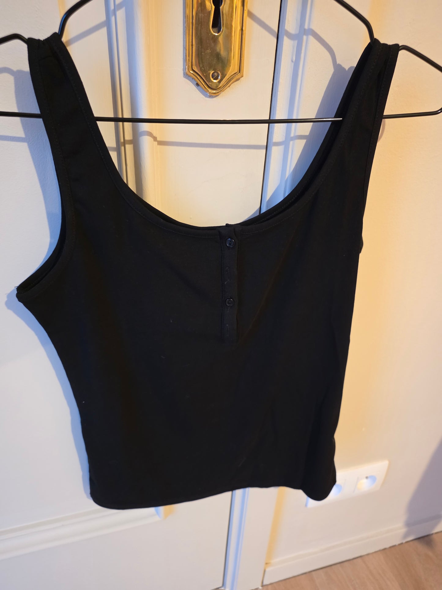 Black Button Detail Tank Top