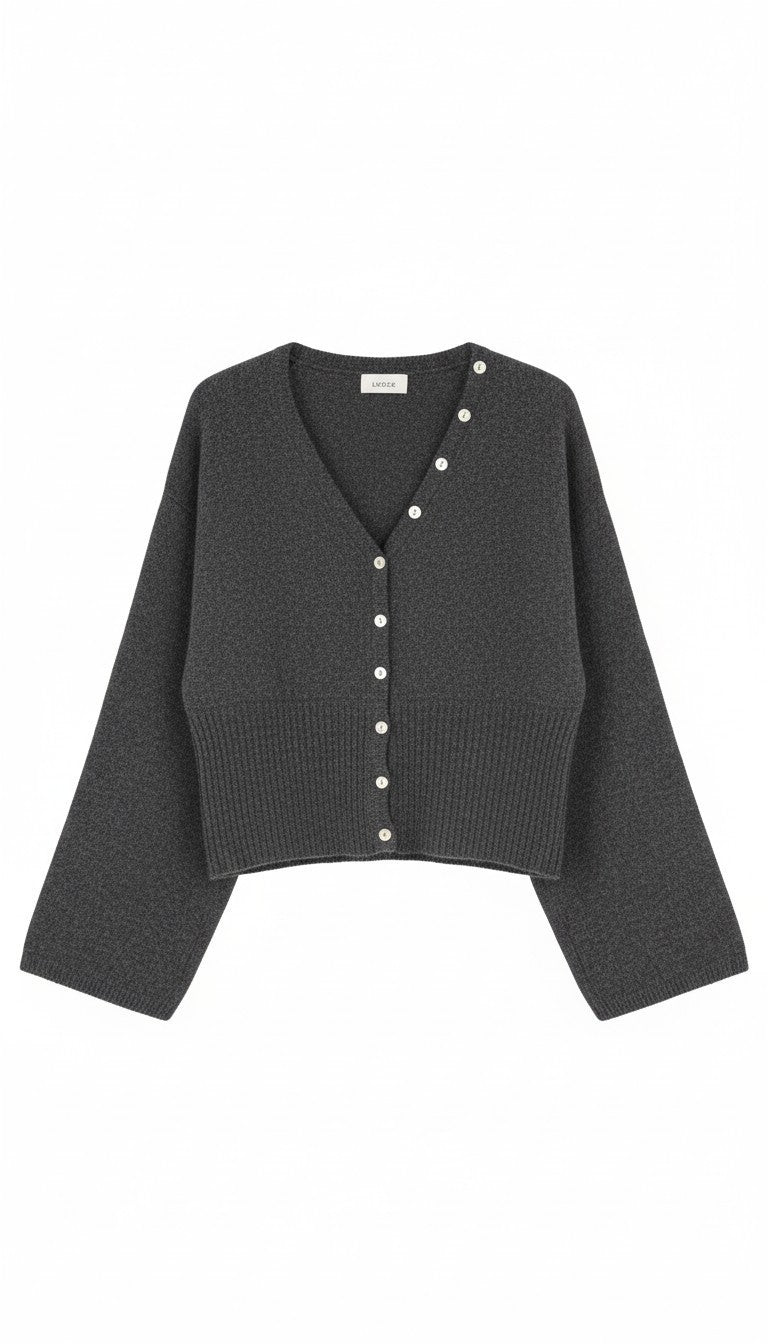 Shopify titel:
The Button Detail Cardigan – Antraciet 🖤