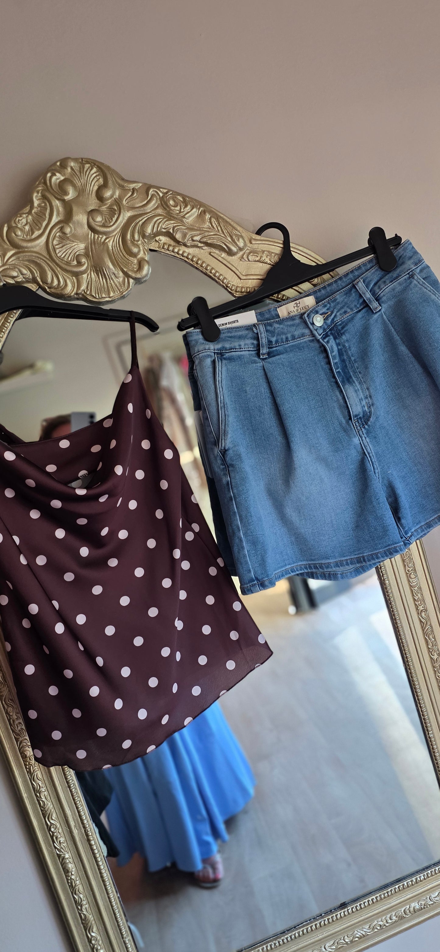 Brown Polka Dot Satin Cami Top