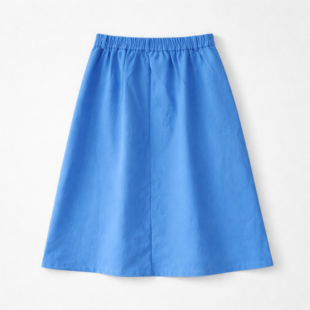 Blue A-Line Midi Skirt