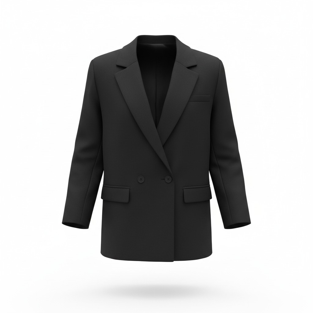 Oversized Double-Breasted Black Blazer