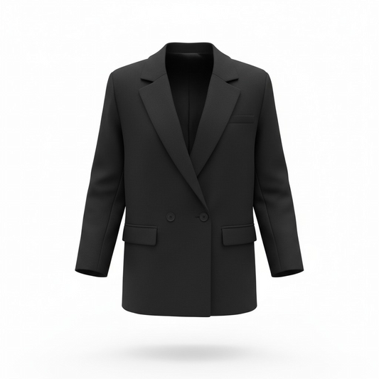 Oversized Double-Breasted Black Blazer