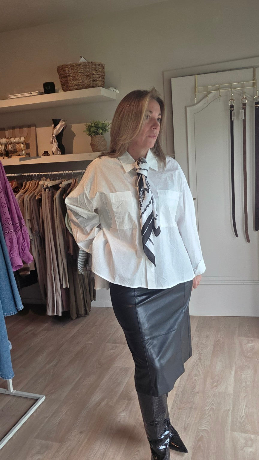 Faux Leather Pencil Skirt – Black