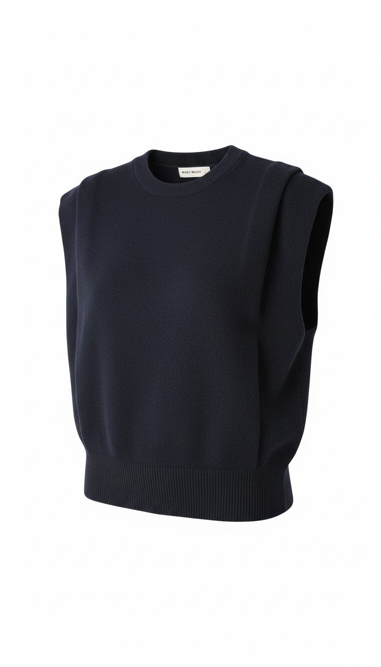 Padded Shoulder Knit Top
