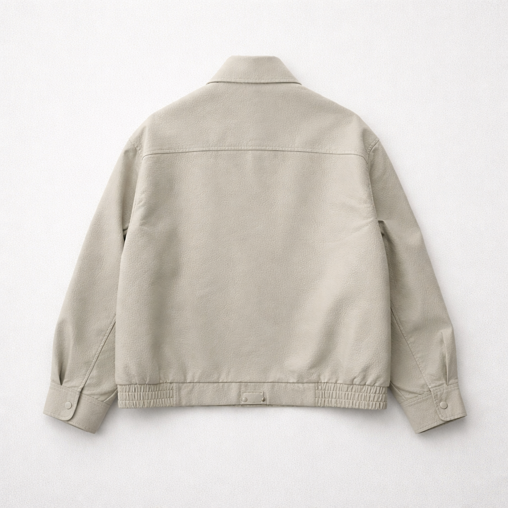 Oversized Faux Leather Jacket – Crème
