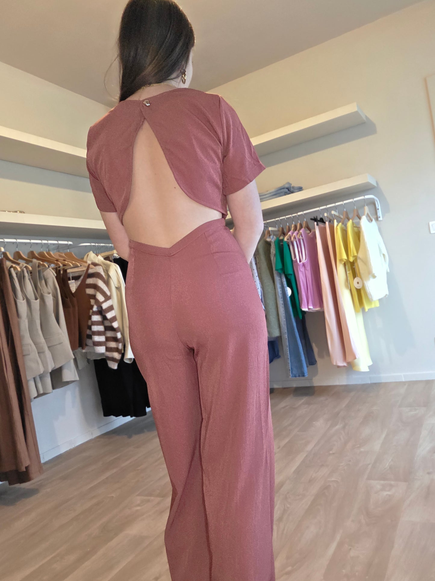 The Open Back Flow Jumpsuit – Dusty Rose
