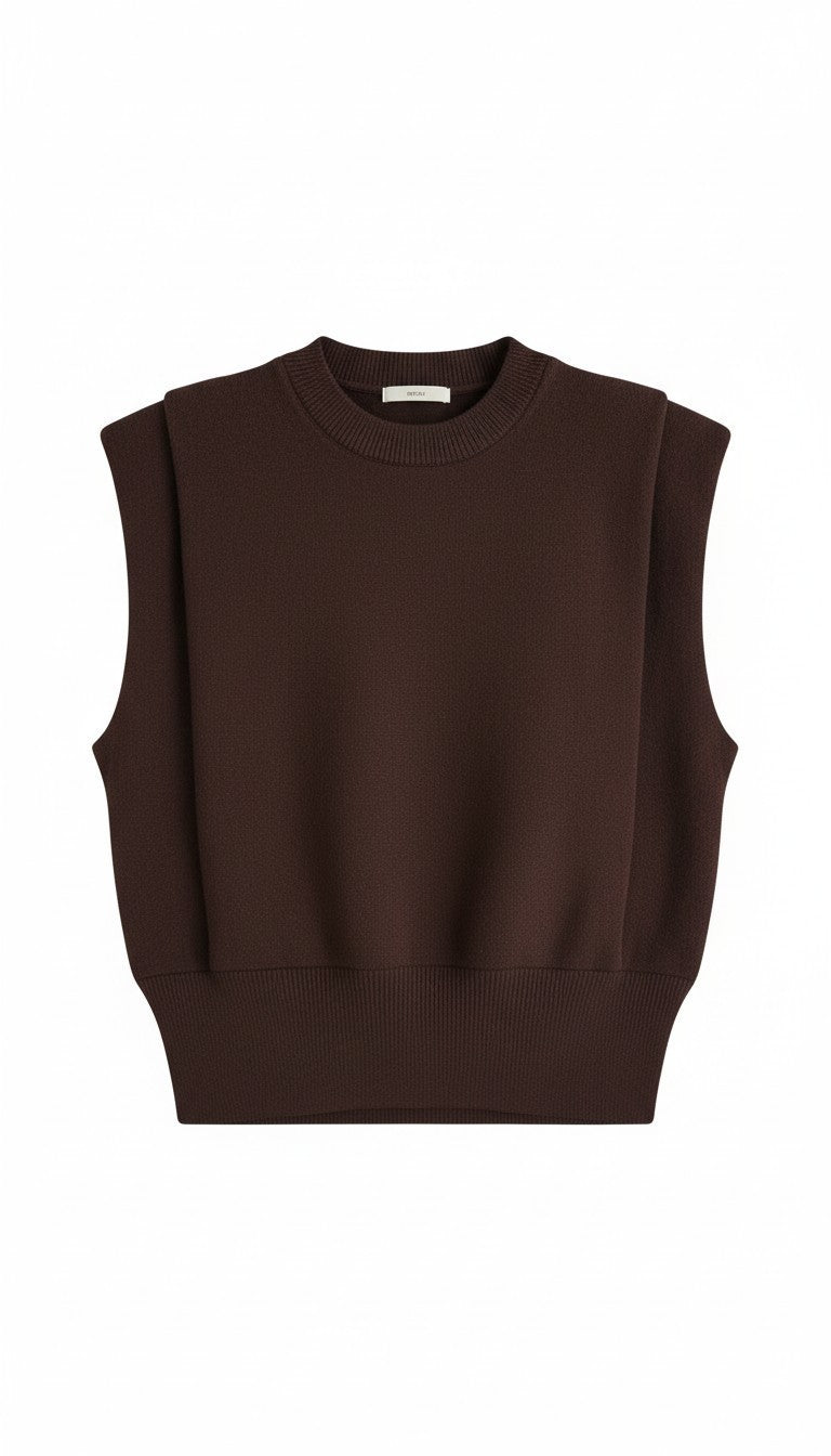 Padded Shoulder Knit Top