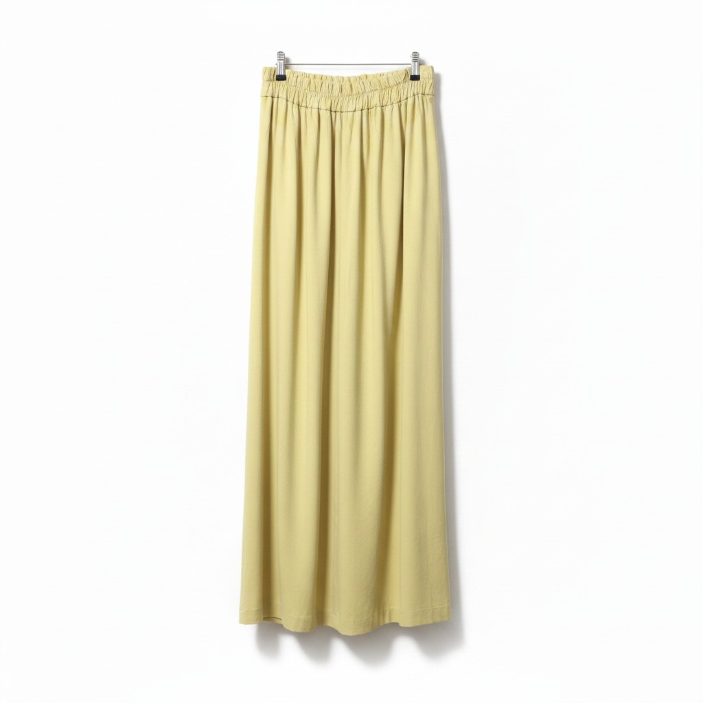 Flowy Maxi Skirt with Elastic Waist – Soft Yellow