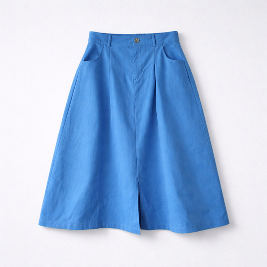 Blue A-Line Midi Skirt