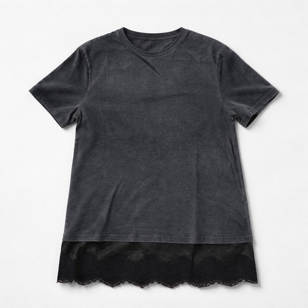 Lace Hem Oversized T-Shirt