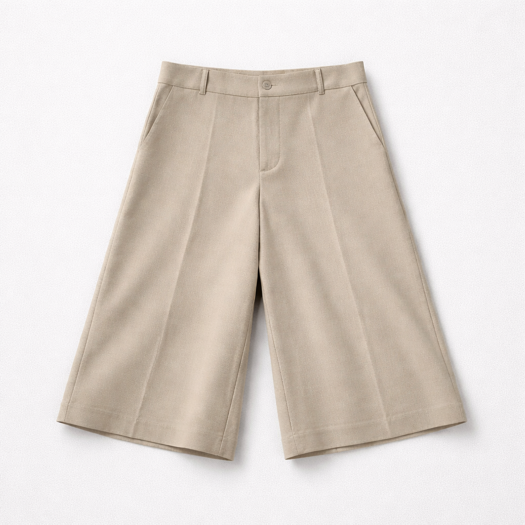 Beige Tailored Bermuda – Modern Chic
