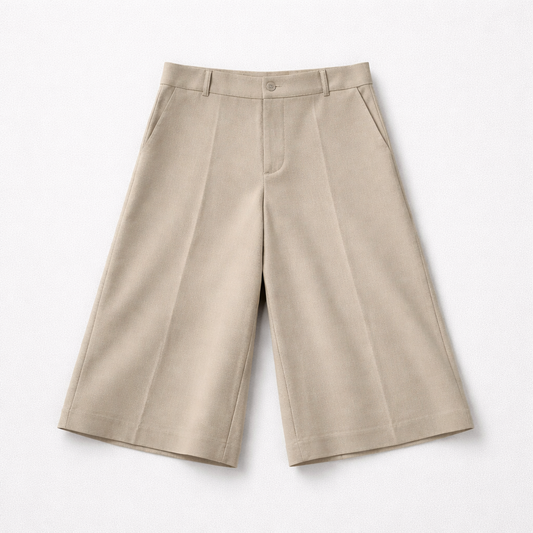 Beige Tailored Bermuda – Modern Chic