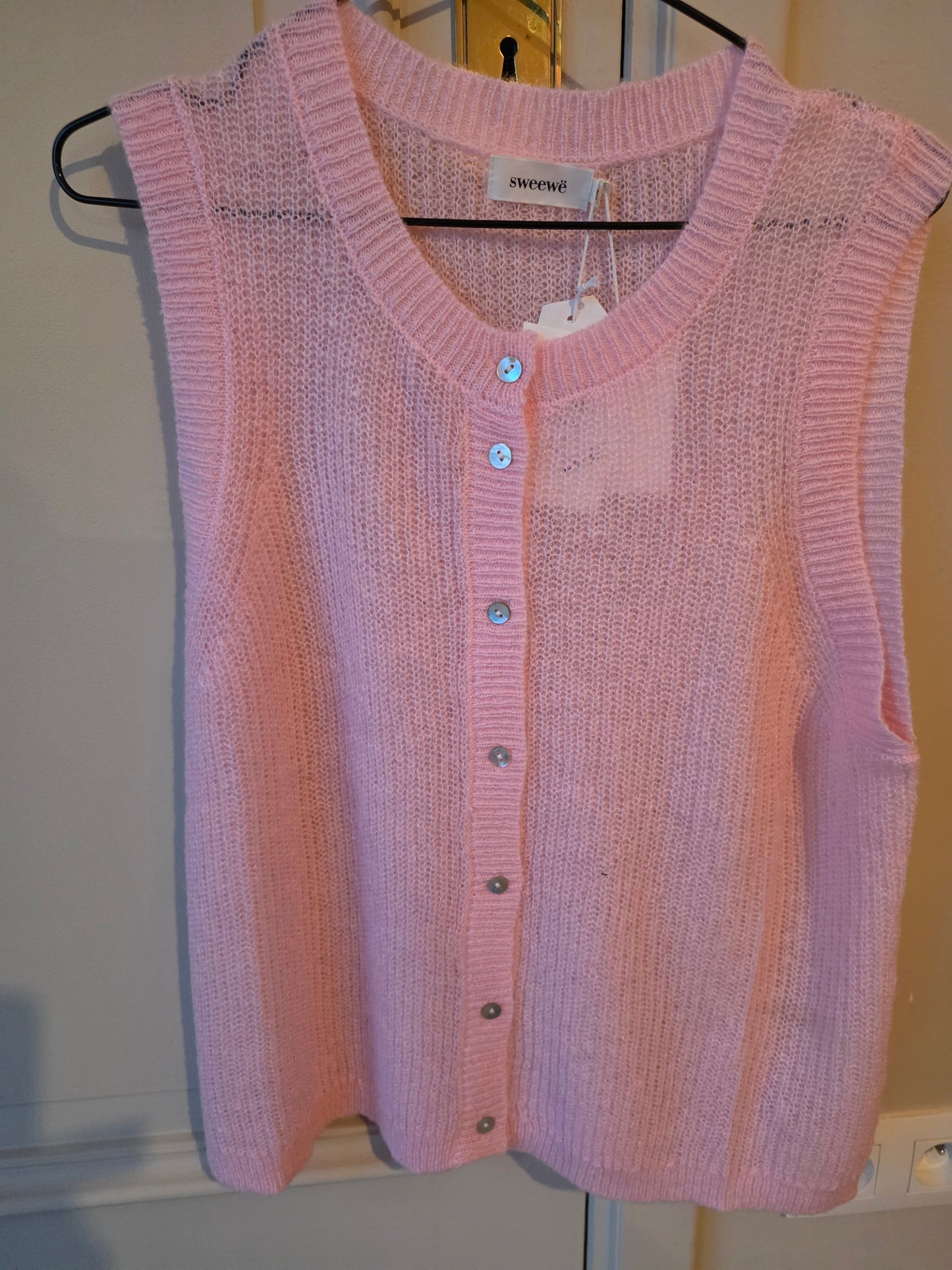 Soft Pink Knit Button Vest