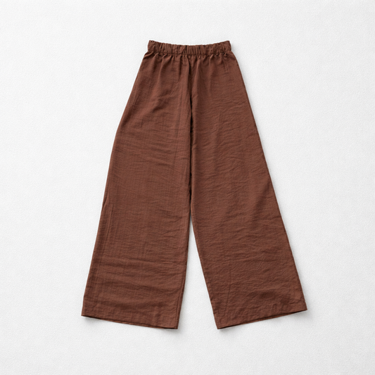Mocha Satin Linen Flow Pants