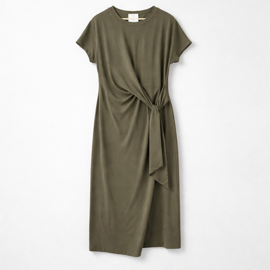 Midi T-Shirt Jurk – Olive Green