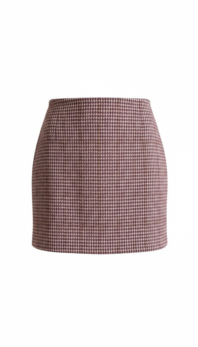 The Checked Mini Skirt – Bordeaux