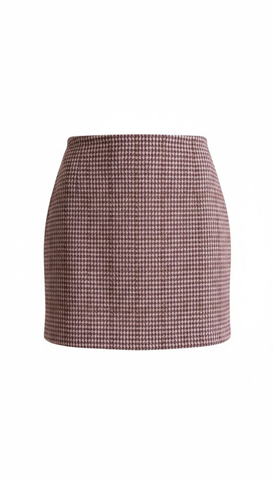 The Checked Mini Skirt – Bordeaux