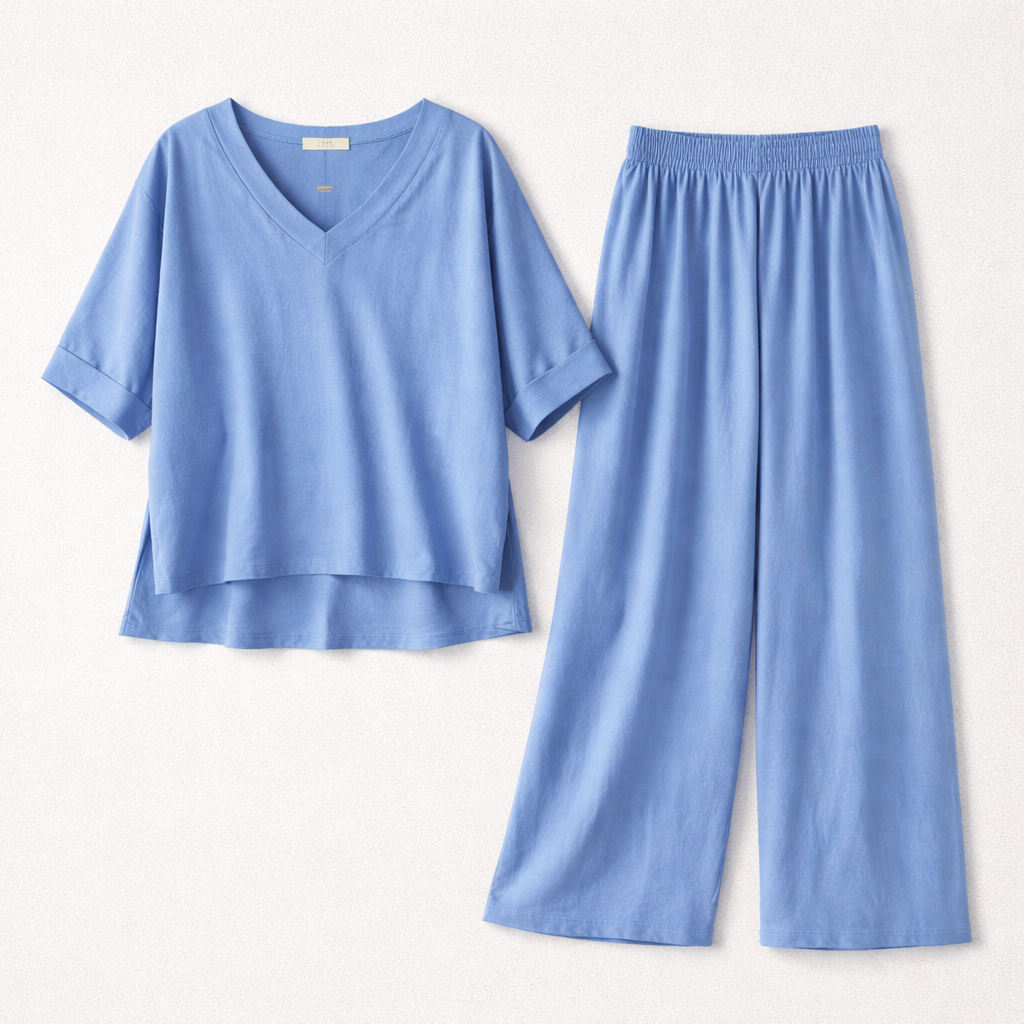 💙 Blue Breeze Satin Linen Set