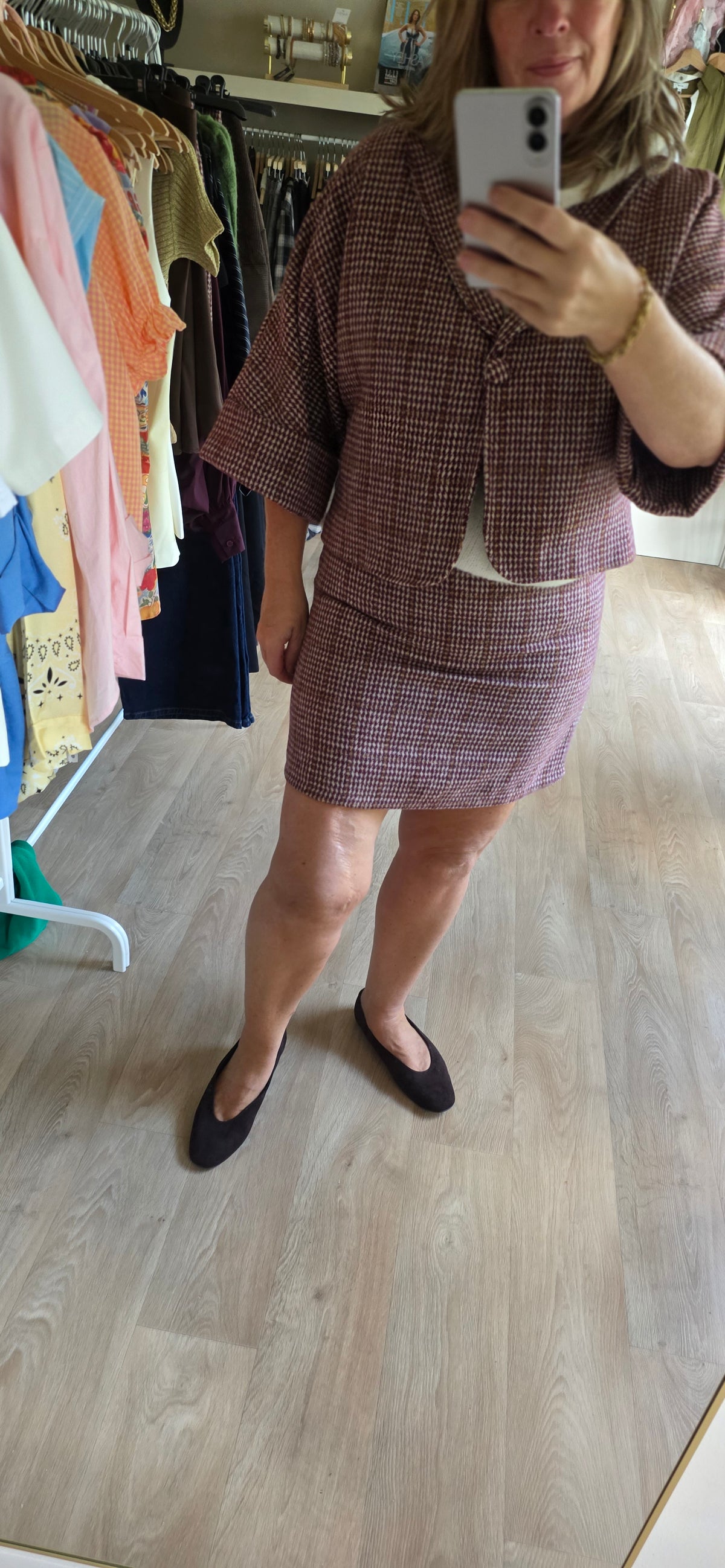 The Checked Mini Skirt – Bordeaux