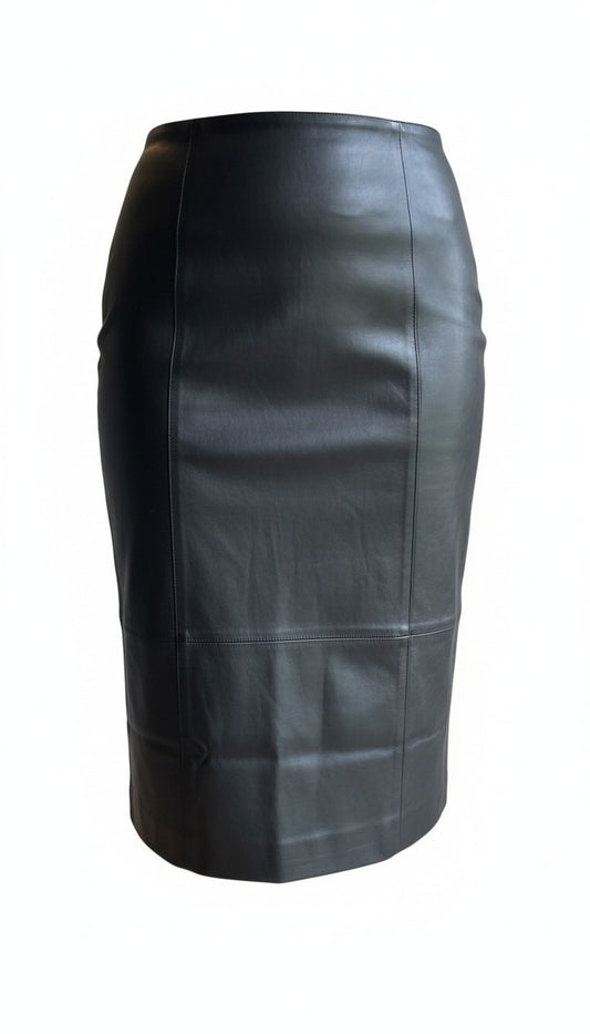 Faux Leather Pencil Skirt – Black