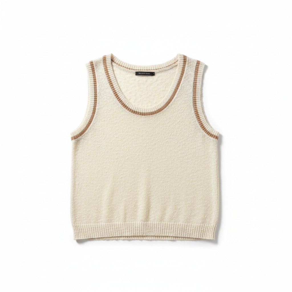 Soft Knit Tank Top – Cream/ White