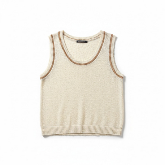 Soft Knit Tank Top – Cream/ White
