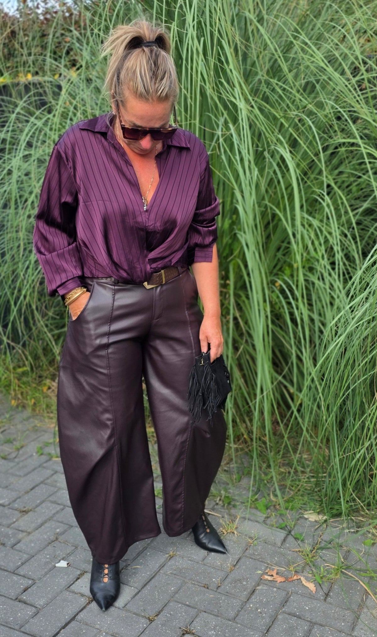 The Bordeaux Faux Leather Pants