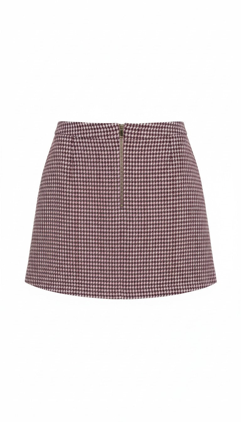 The Checked Mini Skirt – Bordeaux