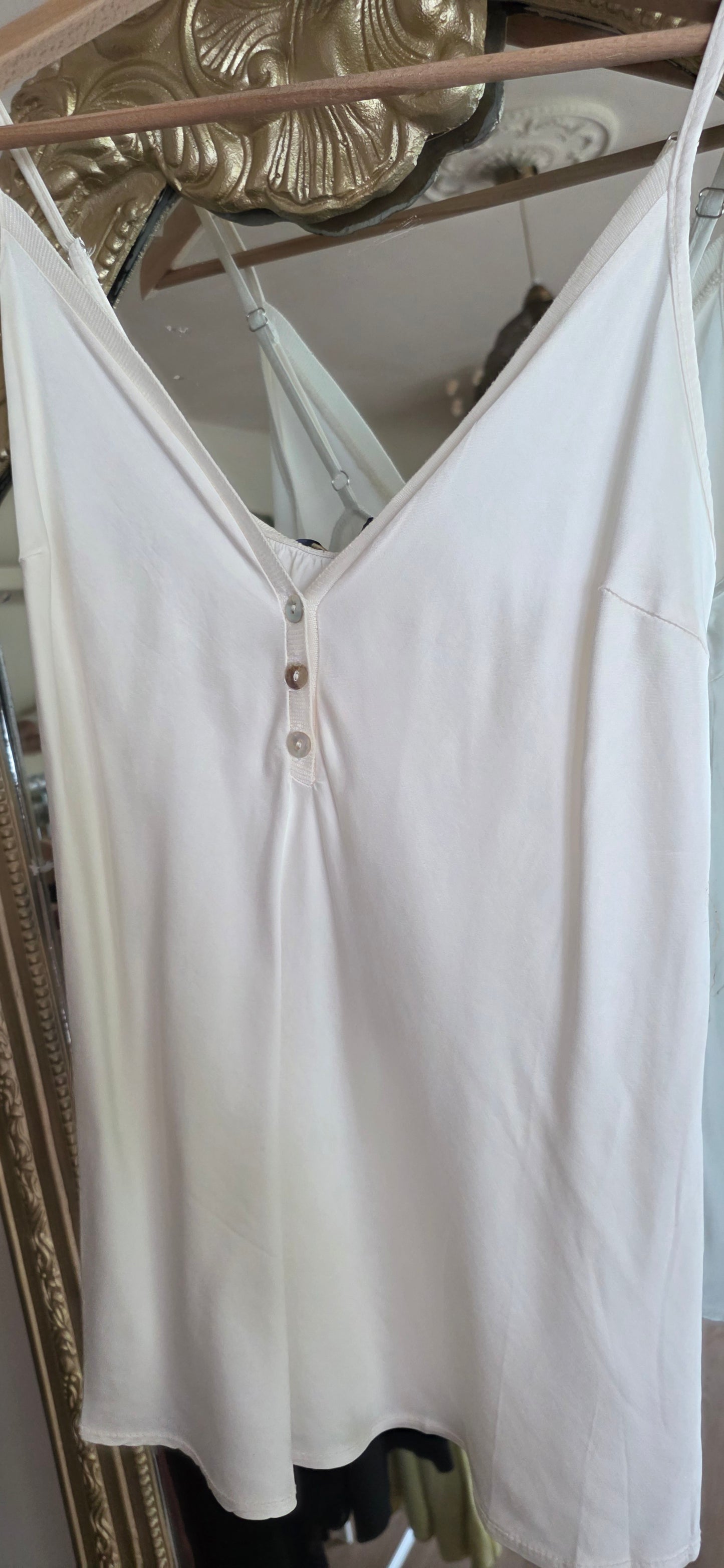 Satin-Look Button Cami – Cream