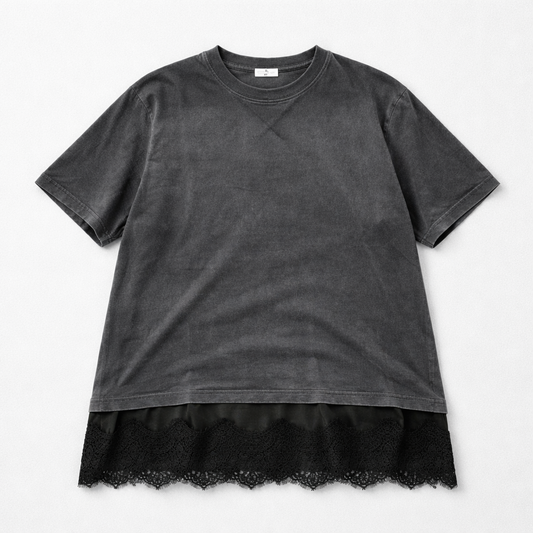 Lace Hem Oversized T-Shirt