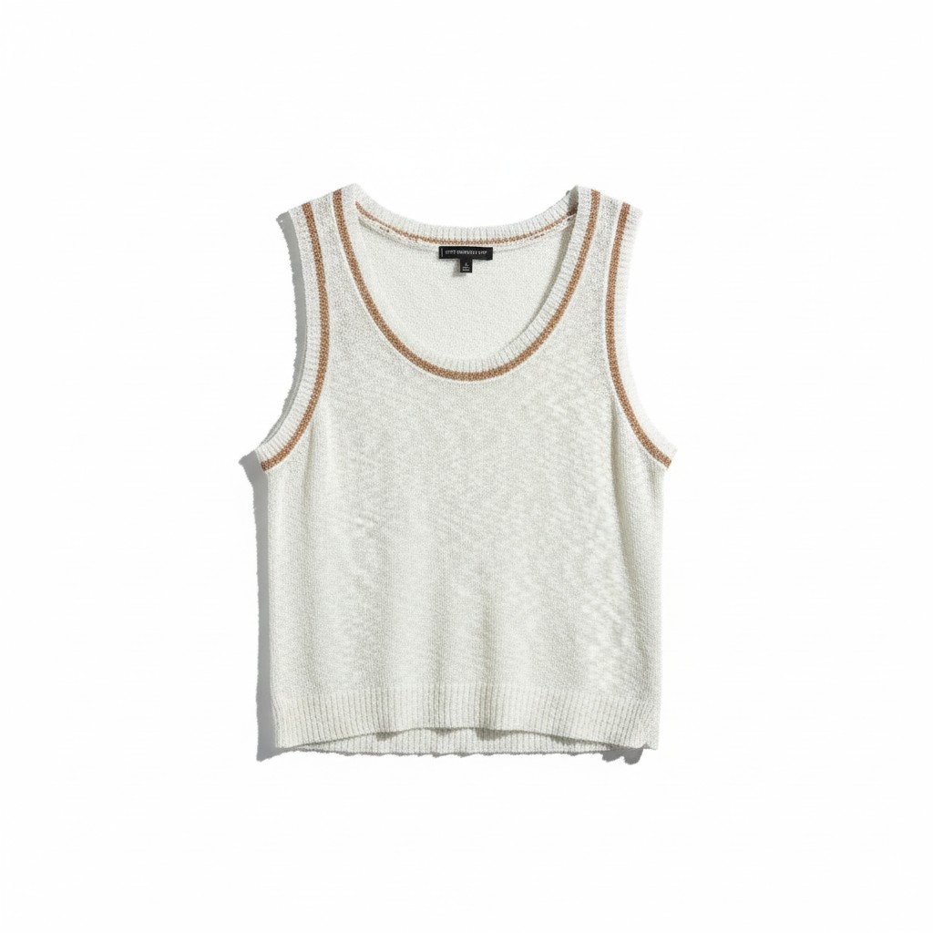 Soft Knit Tank Top – Cream/ White
