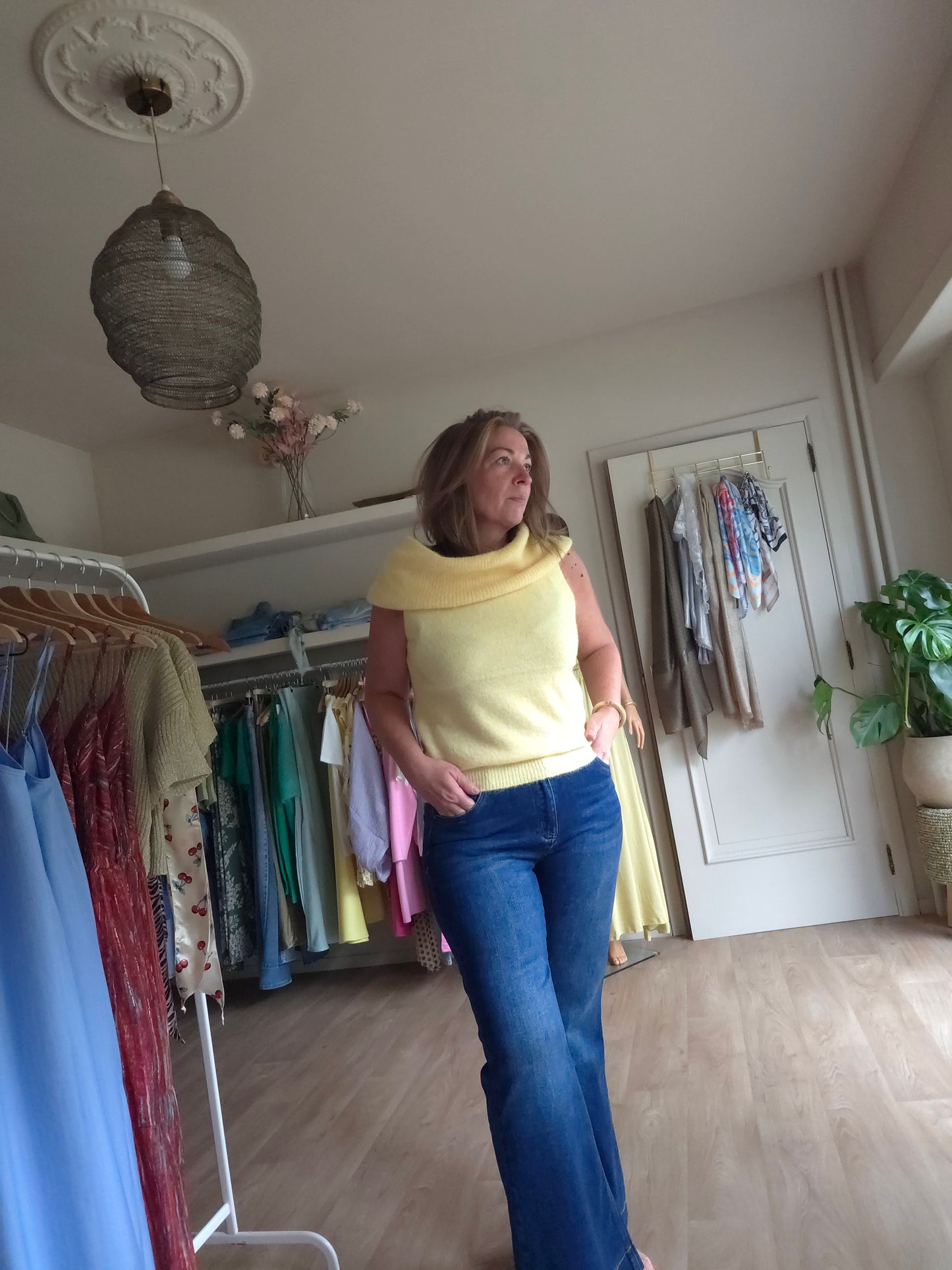 Soft Off-Shoulder Knit Top – Butter Yellow